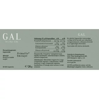 GAL PrimaVie® Shilajit összetevők